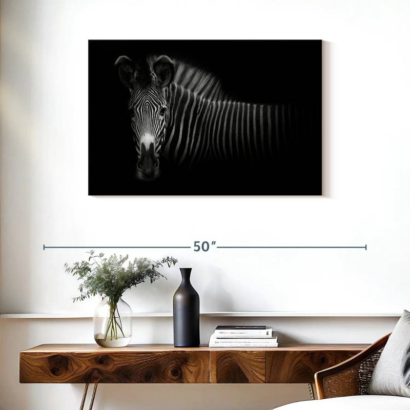 Brampt Zebra In The Dark, 24" H x 36" W