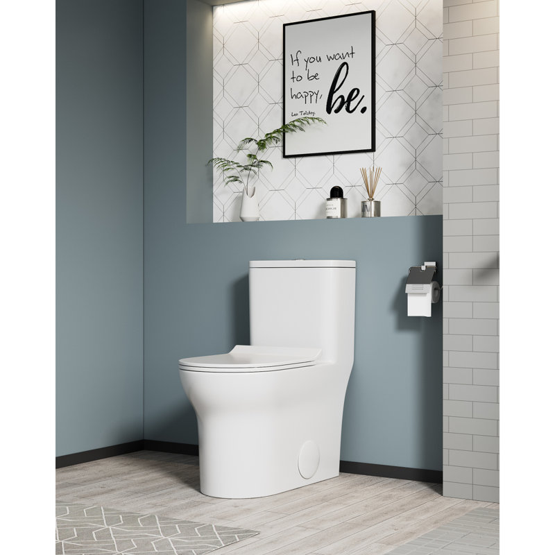 1.1/1.6 GPF Elongated Comfort Height Floor Mounted Onepiece Toilet, CUPC Certified, Watersense Cetified, Ceramic, White Color, Soft Close Seat