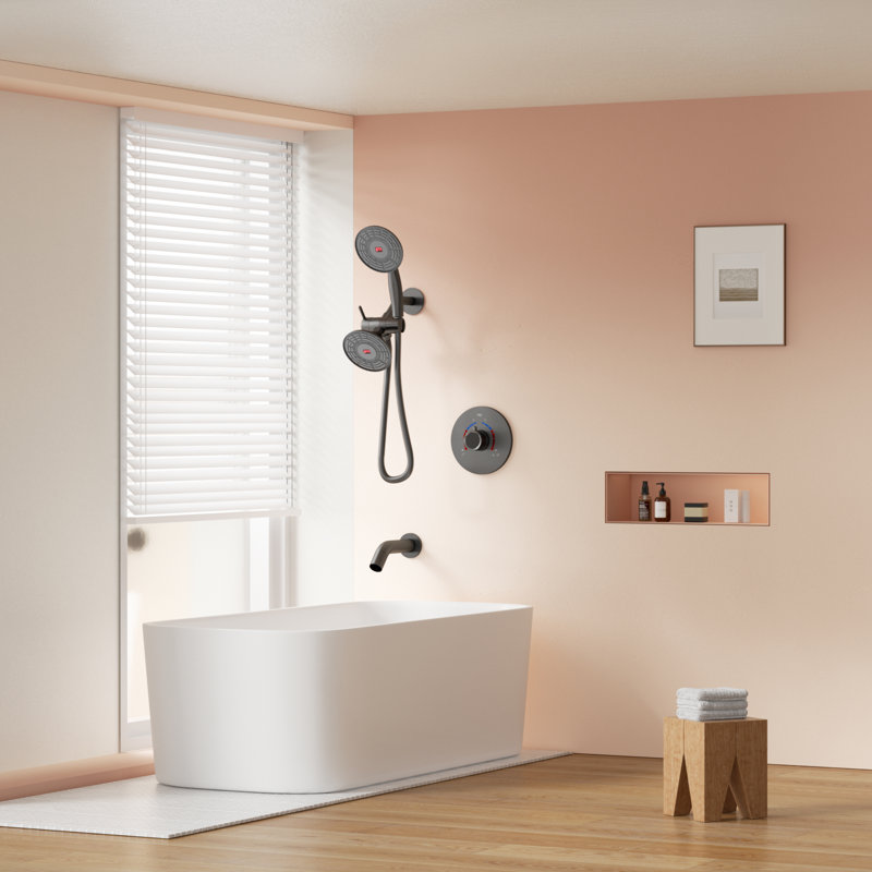 Ensemble de robinet de douche à affichage numérique avec valve brute, Noir mat