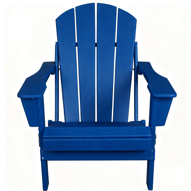 Folding Adirondack Chair, Hdpe Weather Resistant Uv-Resistant Outdoor Patio Chair, Blue