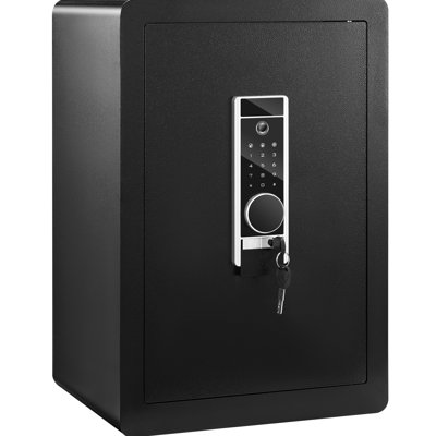 Coffre-fort 2,2 pi³ pour bijoux en argent doré, acier 15,75 x 13 x 23,6 po, sécurité renforcée avec accès à trois voies, système d'alarme double, homologué CE, quatre boulons de porte solides sécurisent votre maison en acier