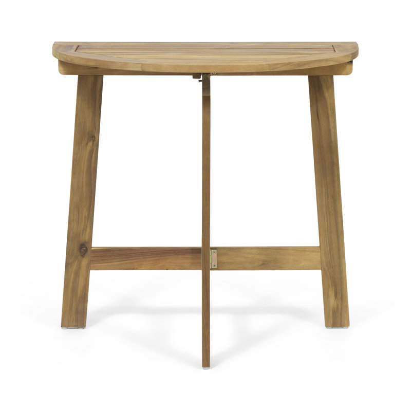 Outdoor Half-Round Folding Acacia Wood Bistro Table