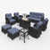 Red Barrel Studio® 10 Pieces Outdoor Patio Furniture Set with Fire Pit Table, Rattan Wicker Sectional Swivel Rocker Chairs Sets