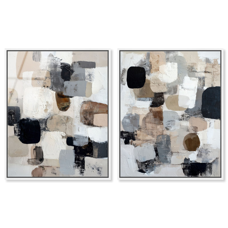 «Earth Tones Assembled Duo», ensemble de reproductions d'art encadrées en acrylique encadrées par Art Remedy, cadre argenté, 20 x 24