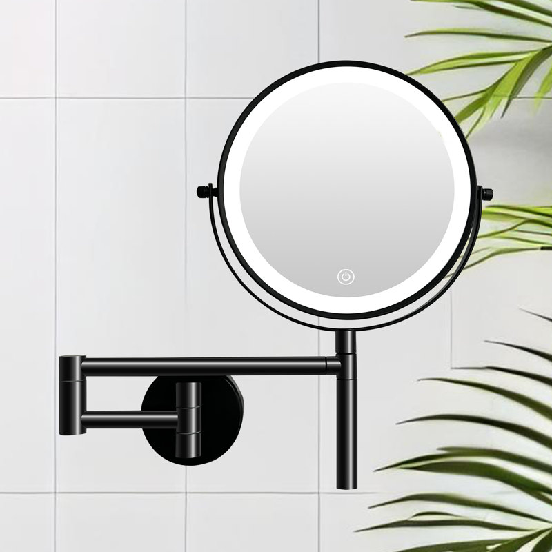 Miroir de maquillage mural à DEL de 9 po avec grossissement X1 / X10, miroir de maquillage à 3 lumières DEL