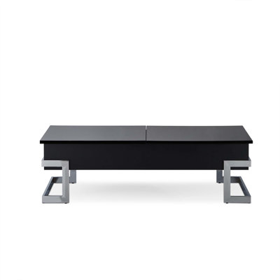 Table basse Calmam à finition brillante et chromée, parfaite pour la vie moderne et le rangement peu encombrant.