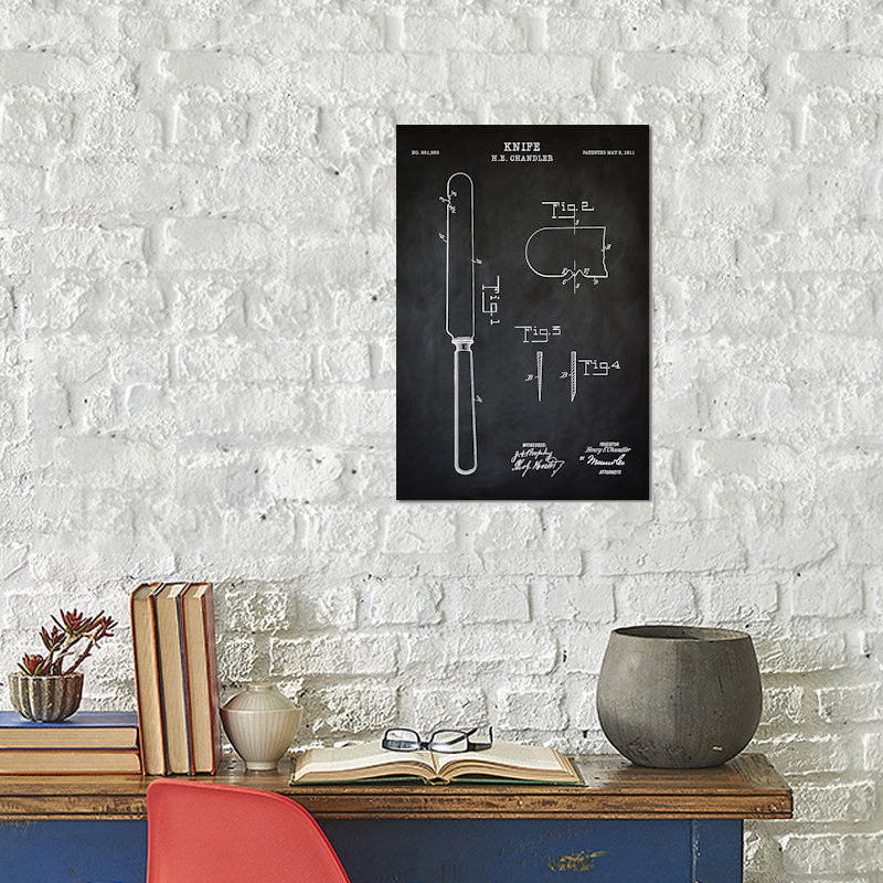 « couteaux », impression sur toile, H 12 po x l 8 po x P 0,75 po, Toile tendue, Pas de tapis