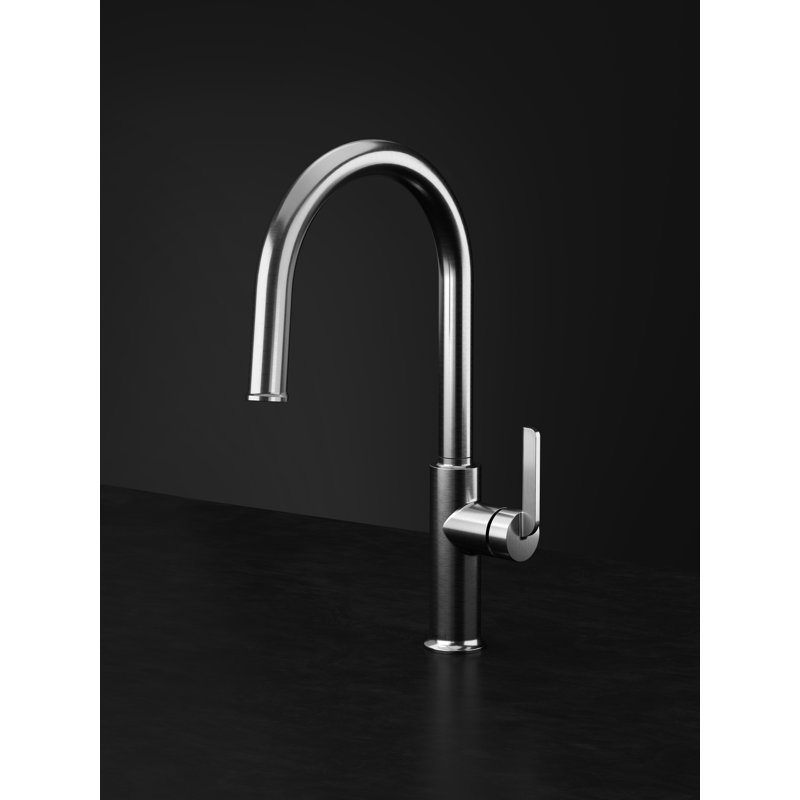 Robinet de cuisine rétractable avec bec en C Authentica, Nickel poli