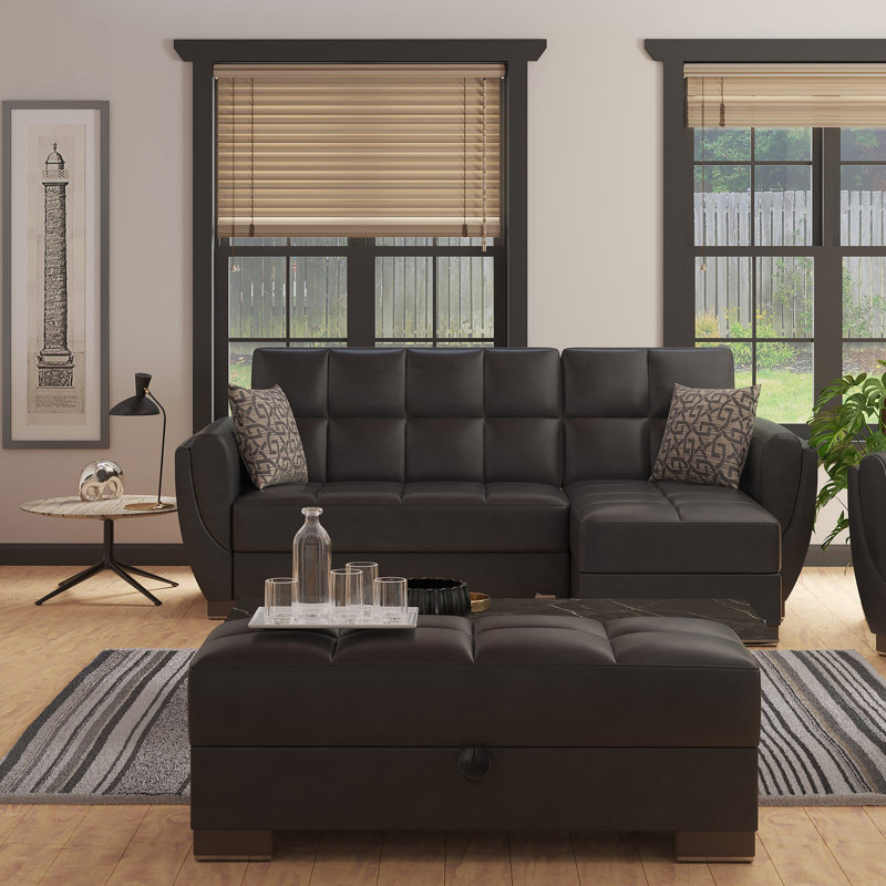 Repose-pieds avec rangement Primenest Skyhaven, Brun foncé 