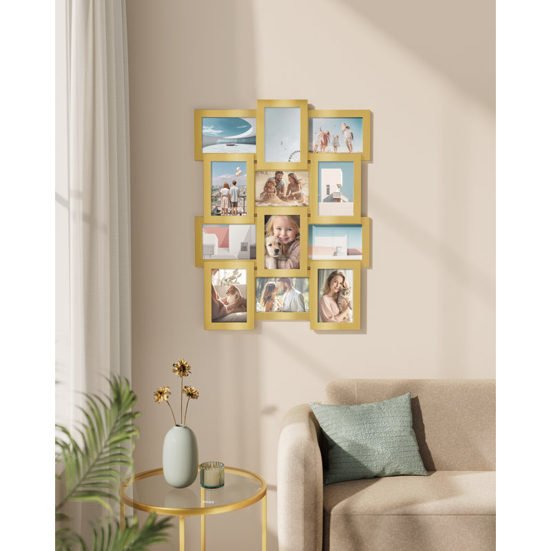 Collage Picture Frames, 12 Frames For 4X6 Photos, Collage Photo Frames For Wall, Multi Frames, Wall Decor, Gold