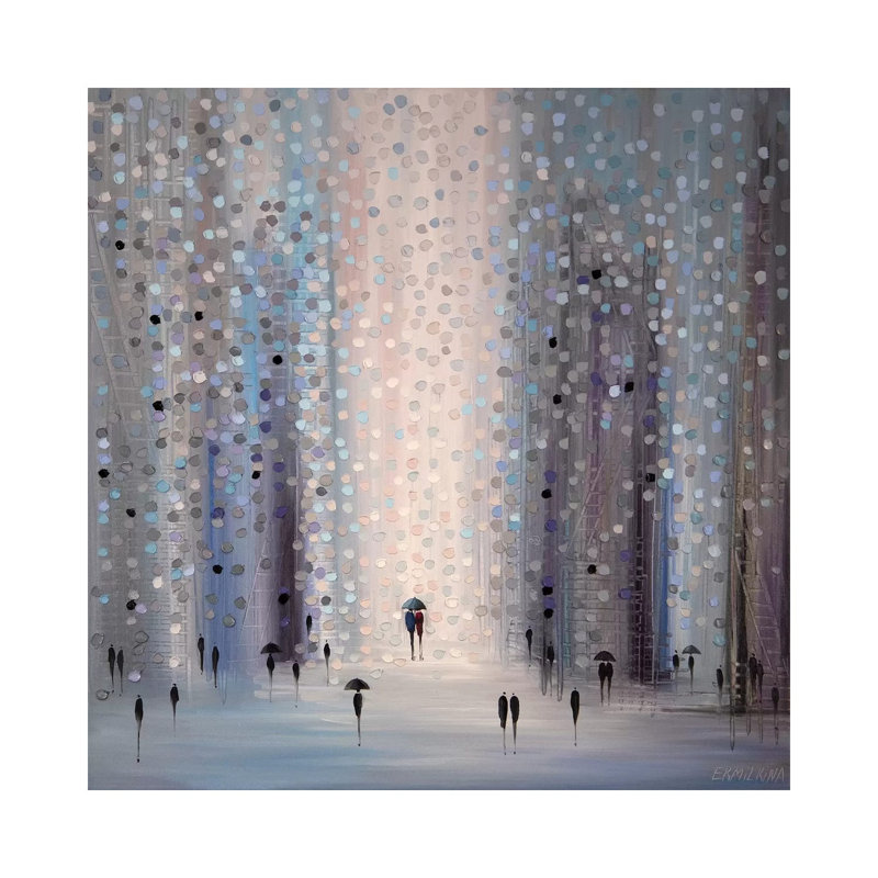 Lovers In The Rain by Ekaterina Ermilkina - Wrapped Canvas Painting, Wrapped Canvas, 30.48 cm H x 30.48 cm W