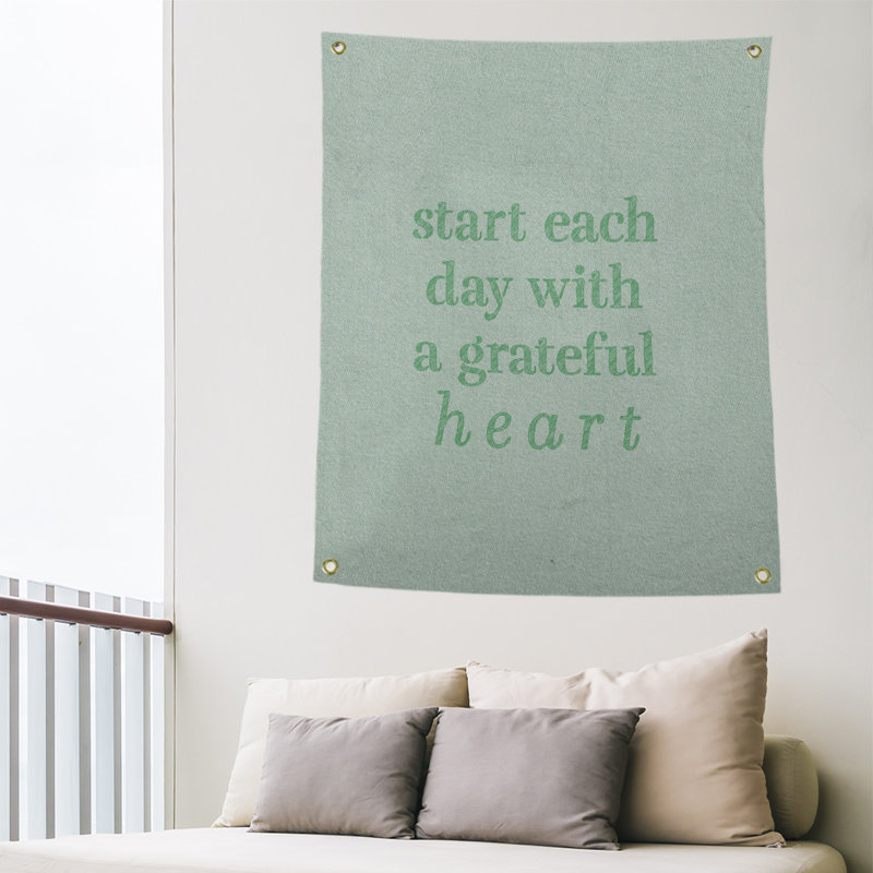 Tapisserie citation à l’écriture en polyester, H 36 po x l 26 po, Vert