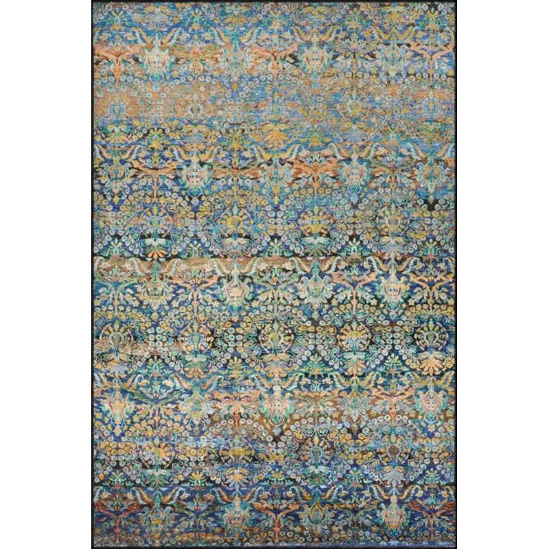 Tapis coloré tissé lavable, Rectangle 2 pi 4 po x 4 pi