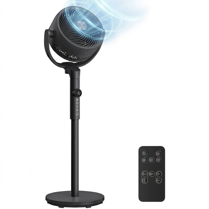 Ventilateur sur pied 44 po à 15 vitesses avec télécommande, Noir