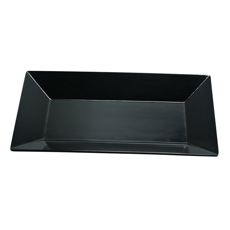 Yanco Rome Melamine Platter, 18"L x 10.625"W x 1.875" H, Black