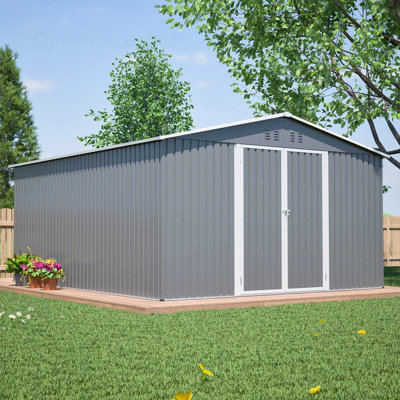 11x13 FT Metal Storage Shed with Reinforced Floor Frame
