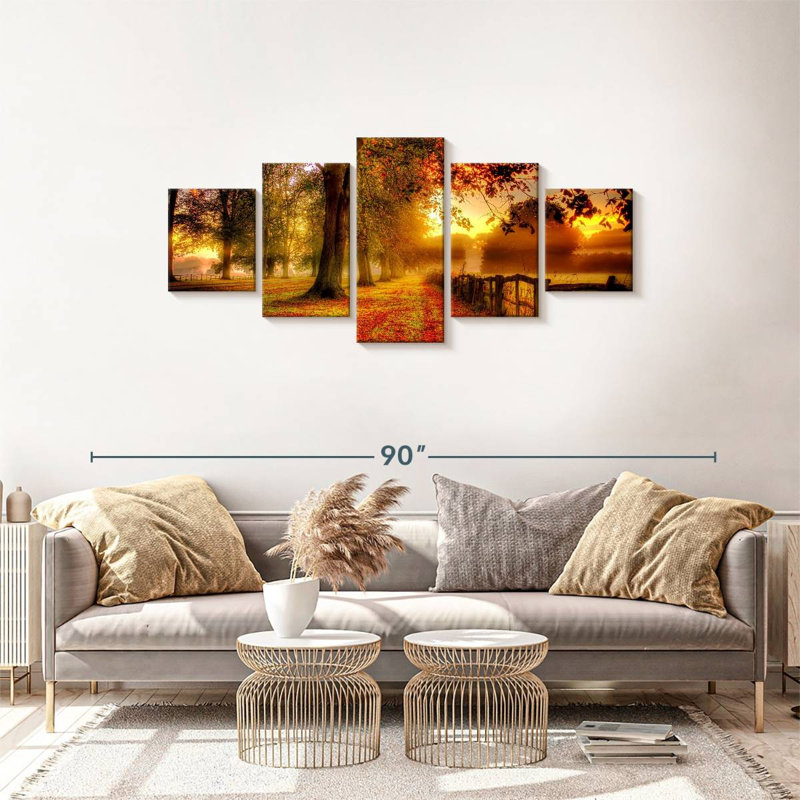 Ensemble de 5 pièces New England Fall On Canvas, H 68 po x l 30 po x P 1,25 po