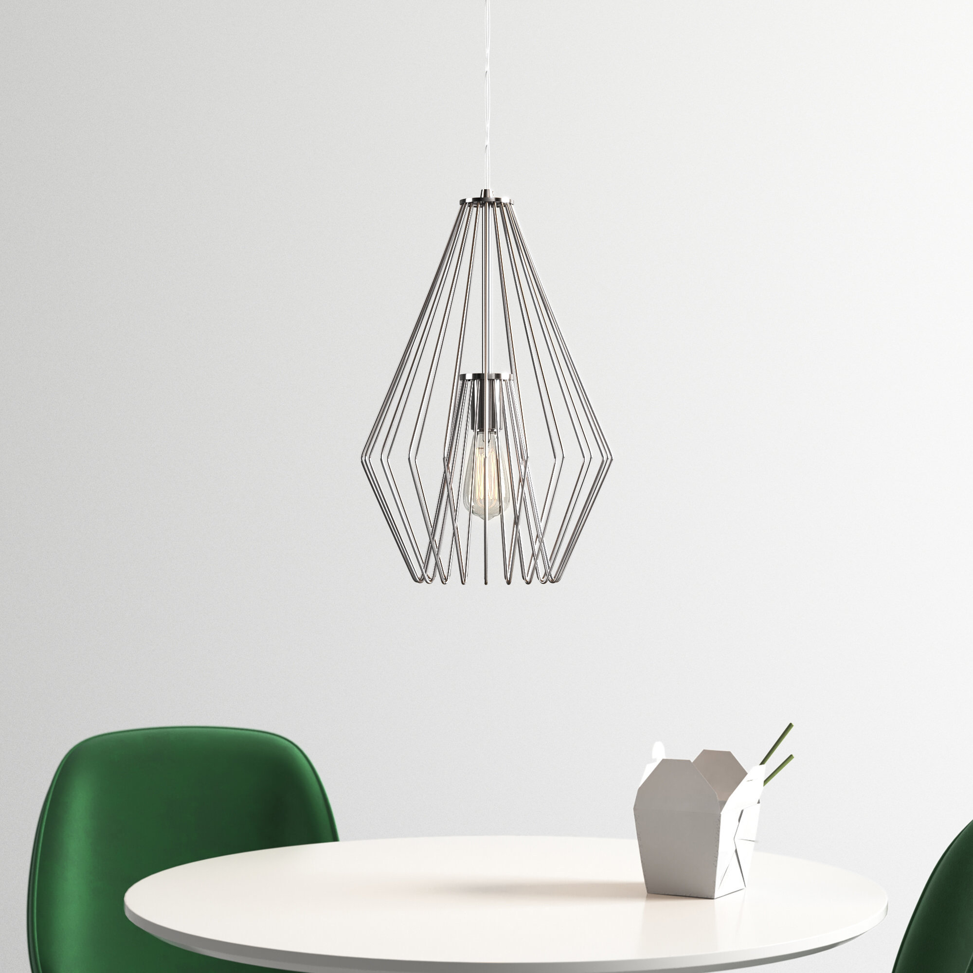 Frankie Single Light Metal Dimmable Pendant, 18.5" H x 12.25" W x 12.25" D, Brushed Nickel