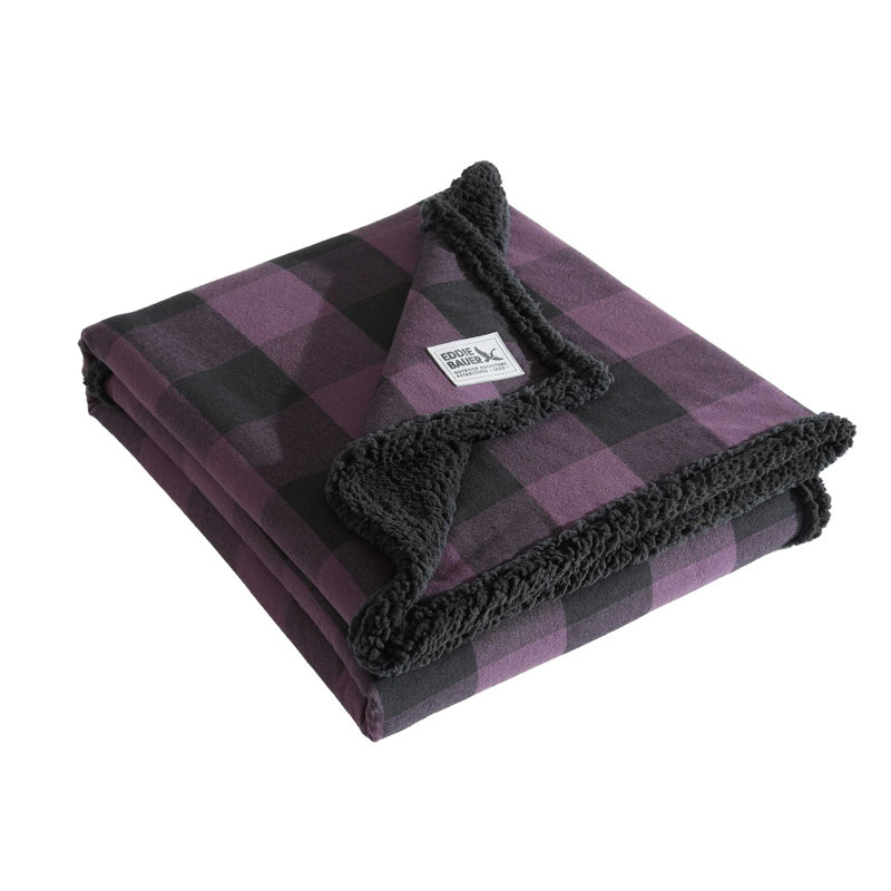 Jeté en flanelle / sherpa Eddie Bauer, Mauve