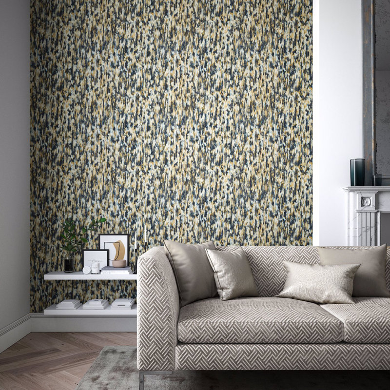 Fade Abstract Vinyl Metallic Wallpaper Roll, Ink/Bronze