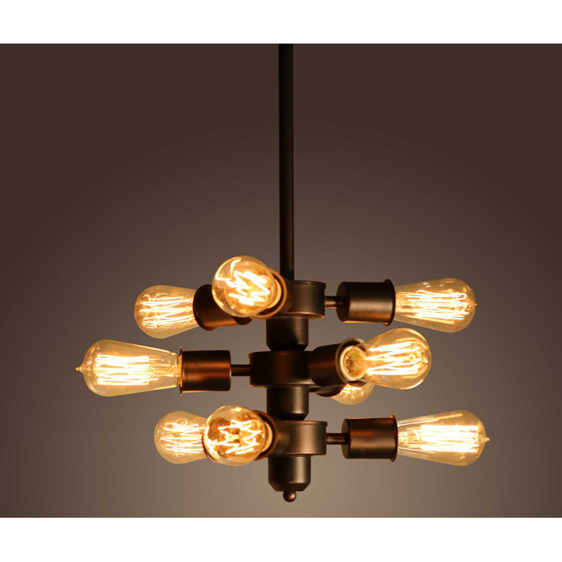 Manolis 9 - Light Dimmable Sputnik Modern Linear Chandelier, 23"H x 23"W x 16"D