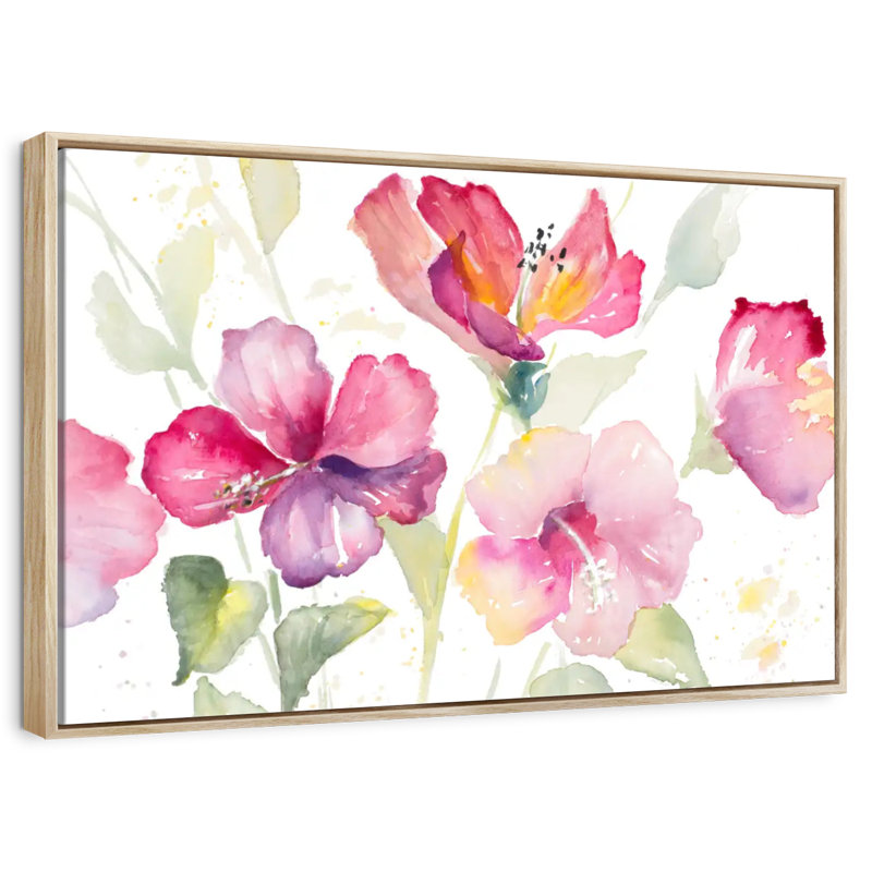 Heavenly Hibiscus, Floating Frame Natural Wood, 31" X 21"