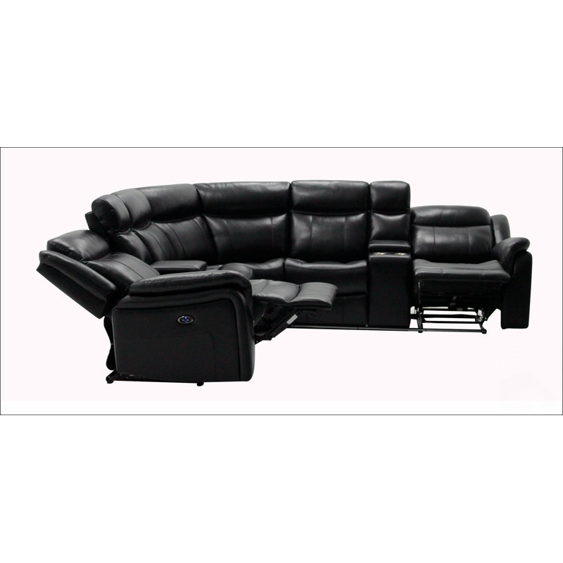 Jupiter Black Leather Sectional