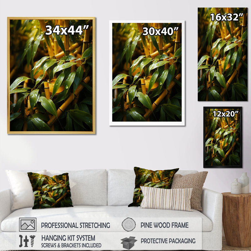 Bamboo Sunset photographie IV - impression sur toile de bambou_106583, Cadre photo blanc, H 20 po x l 12 po x P 1 po