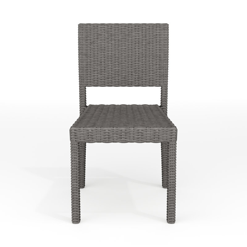 Martha Stewart Bedford Outdoor Rattan Wicker Stackable Side Dining Chair, Gray