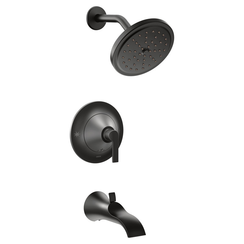 Moen Doux Posi-Temp Tub and Shower Trim Kit with Rainshower, Valve Required, Matte Black