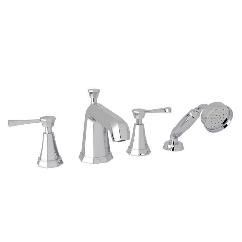 Deco™ 4-Hole Deck Mount Roman Tub Faucet, Polished Chrome, Lever Handle