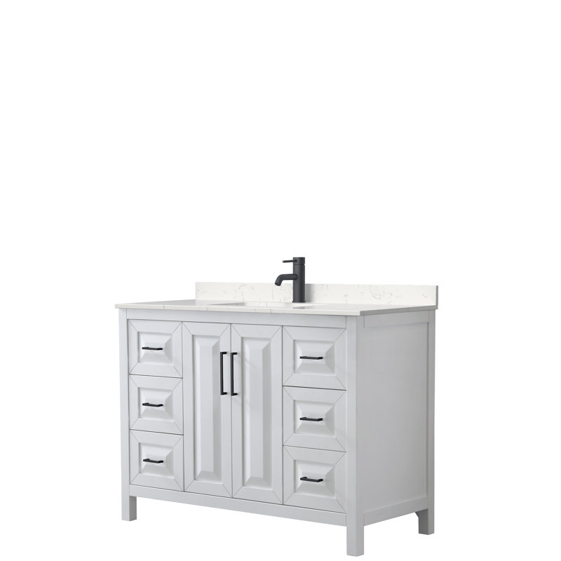 Daria 60" Single Bathroom Vanity Set, White, Matte Black, 48"