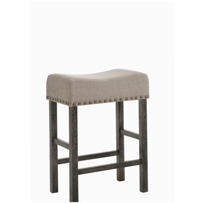 Beige linen, barstools with weathered gray treatment, set of 2