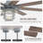 52" Modern Gray Ceiling Fan With 8 Plywood Blades, Remote And Light Dimmable, Industrial Style Perfect For Indoor/ Hallways