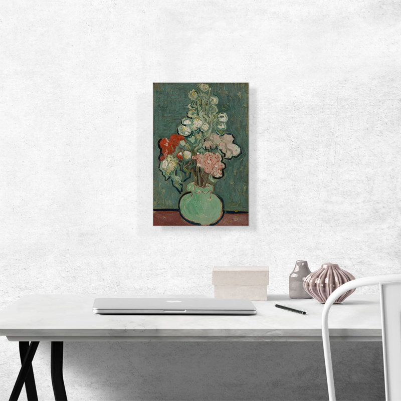 «Still Life Vase with Rose-Mallows 1890» par Vincent Van Gogh, reproduction d'art sur toile tendue