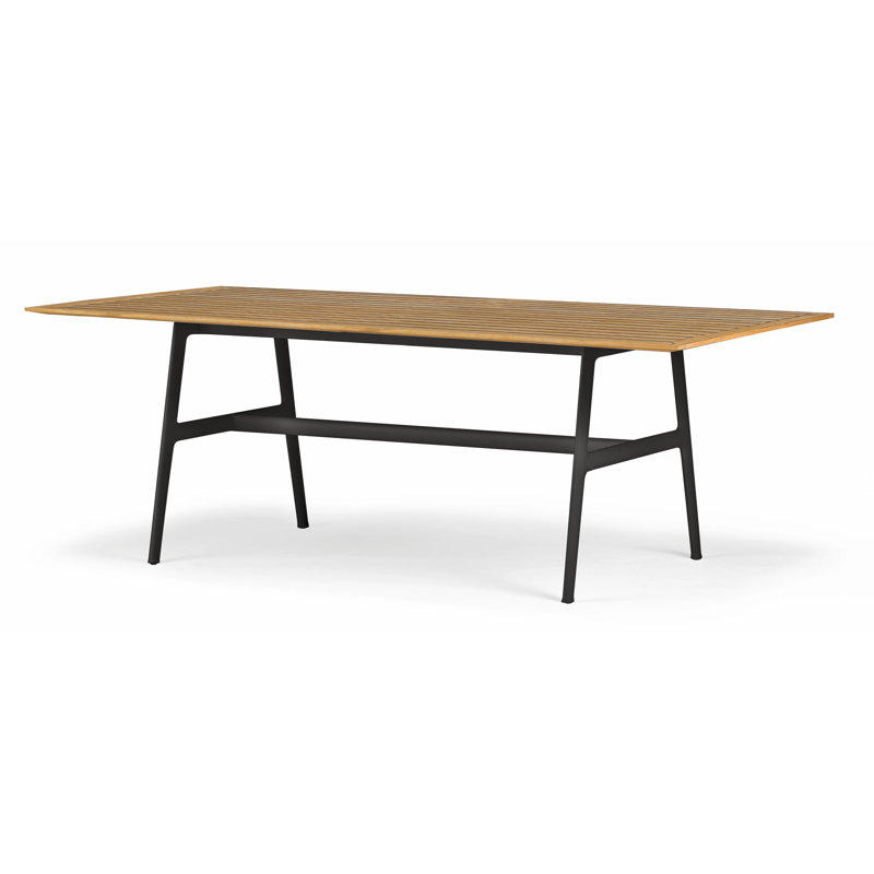 Seax Outdoor Teak Dining Table, Gray, Black Pepper
