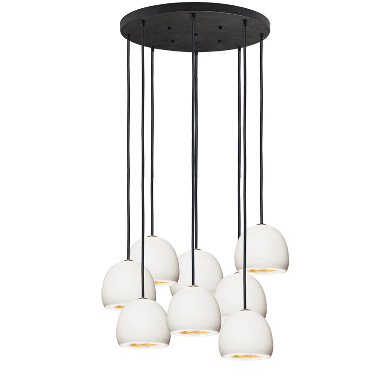 8 - Light Chandelier, 36" H x 24" W x 24" D, Black, White