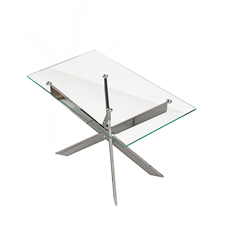 Table basse moderne en verre trempé, table de salle à manger rectangulaire