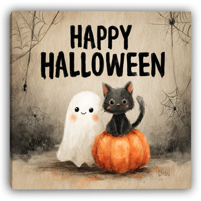 Ghostly Halloween Celebration Wrapped Canvas Wall Art