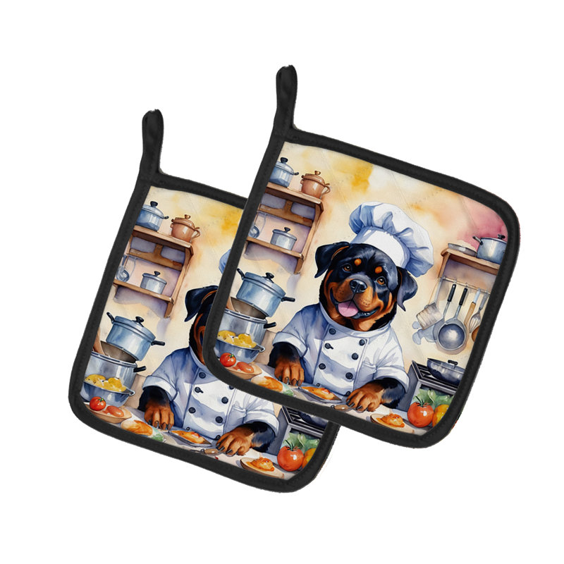 Caroline's Treasures The Dog Chef Polyester Potholder Set