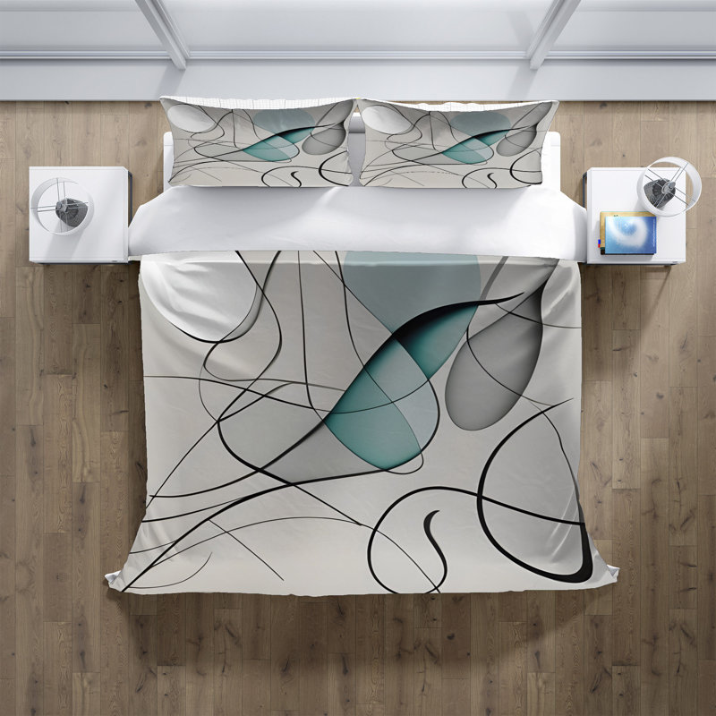 Polyester Abstract Duvet Cover, King Duvet Cover + 2 King Shams