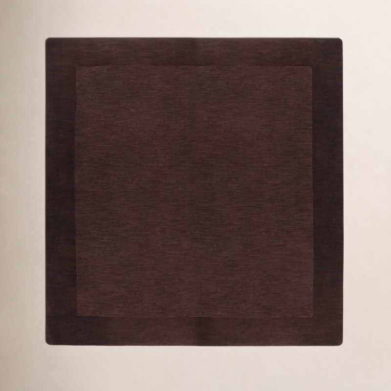 Tapis chocolat en laine fait à la main Dolma, Carré 6 pi