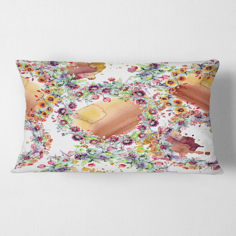 Housse et insert de coussin rectangulaire Vibrant Wild Leaves, Wildflowers and Berries