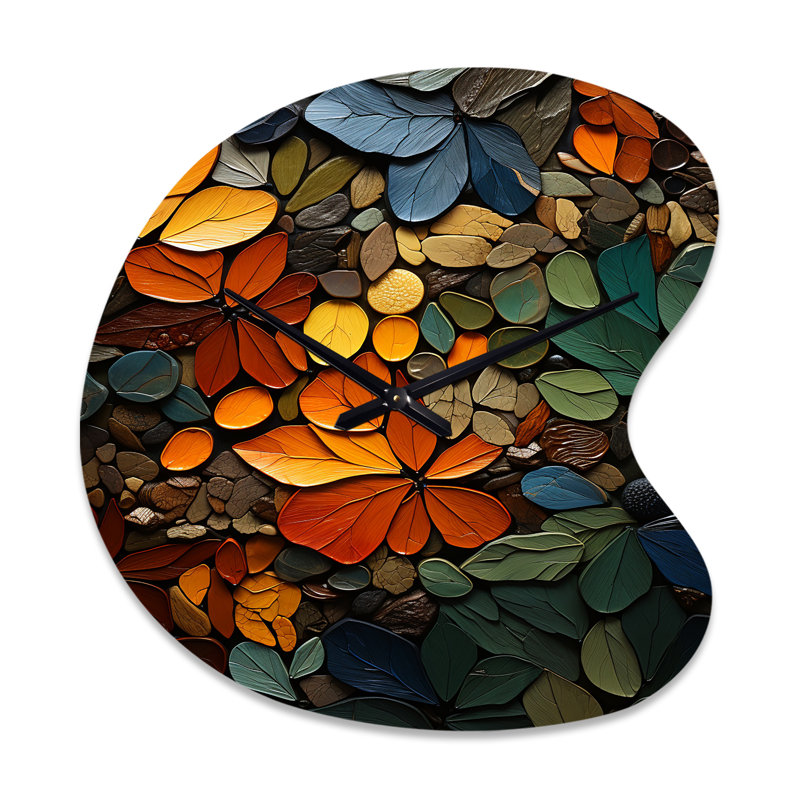 Hardedge Art Earthy Euphony III - Hard Edge Peinture, horloge murale asymétrique, Grand