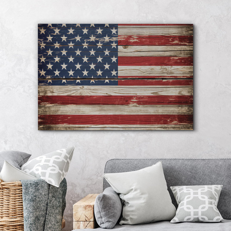 Country Flag " Wood Panel United States Flag ", 32" H x 48" W x 1.5" D