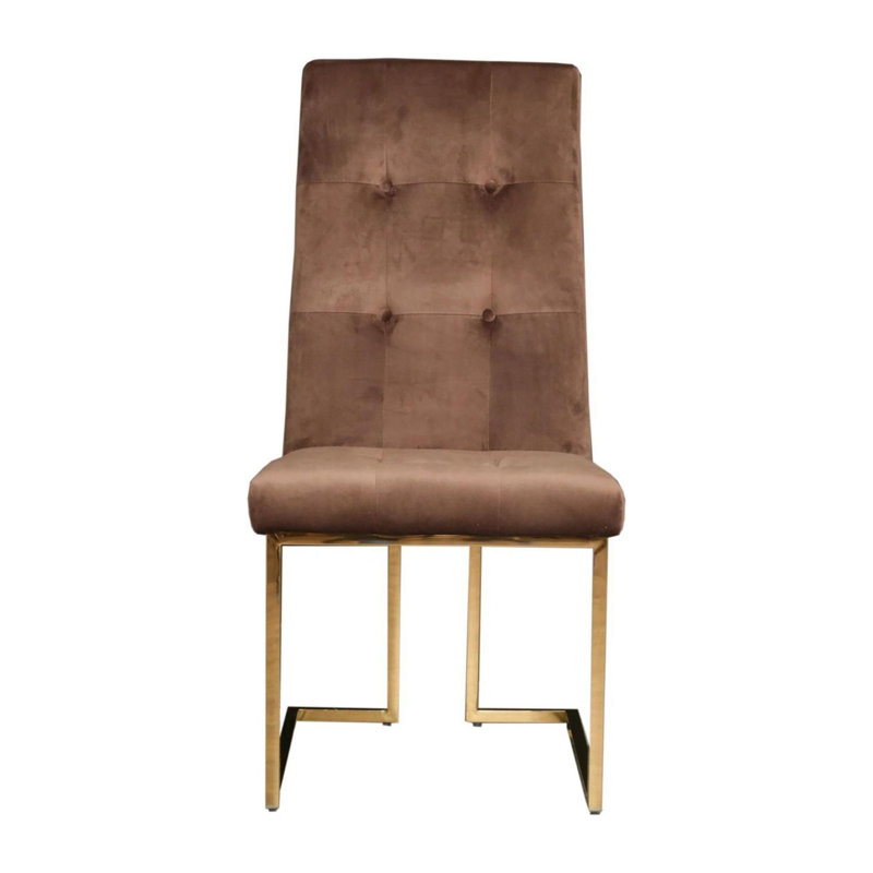 Chaise d'appoint en velours Denholme, Bleu très foncé, Doré