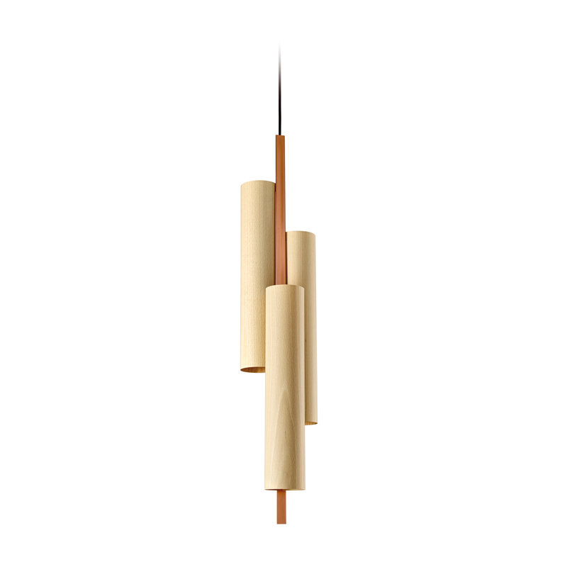 Black Note 3 - Light LED Pendant, Natural Beech, Gold