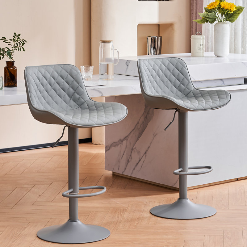 Tabouret de bar rembourré Lougene, Gris