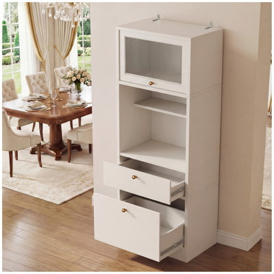 Tall Pantry Cabinet 71 Inch Freestanding Storage Cabinet With Doors And Shelves, Adjustable Shelves, Drawer & Anti-Tip Kit, E1-Grade Wood, Warm White For Kitchen Pantry, Bathroom Storage Cabinet