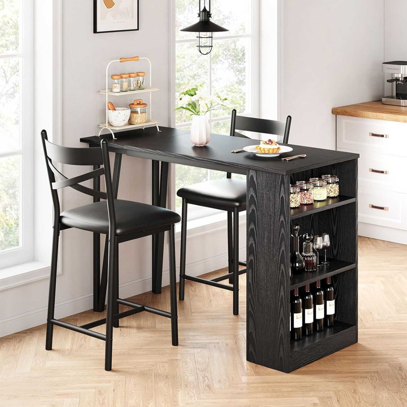Bruck 2 - Person Four Leg Dining Set, Black